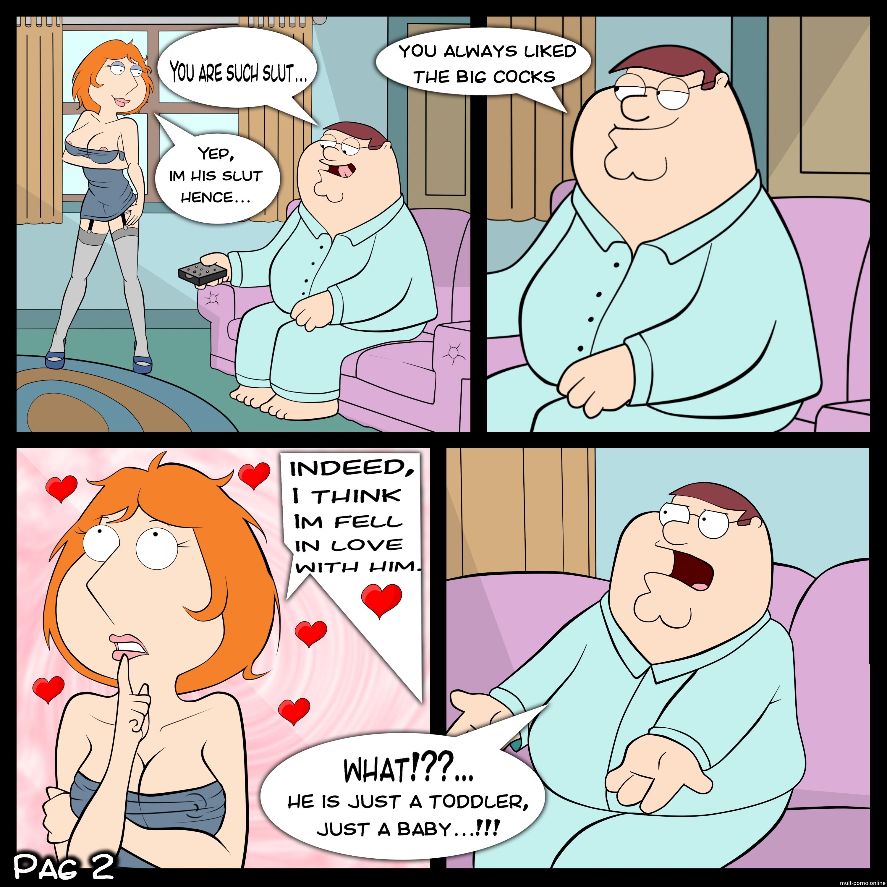 Evening sex ended with cum on redhead Lois' face (+porn comics)